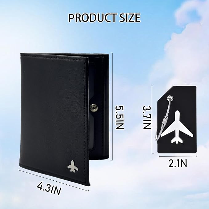 Pilot Wallet Passport Holder RFID Blocking Nappa Leather Travel Wallet, Stylish Travel Companion for Aviation Professionals (Black)