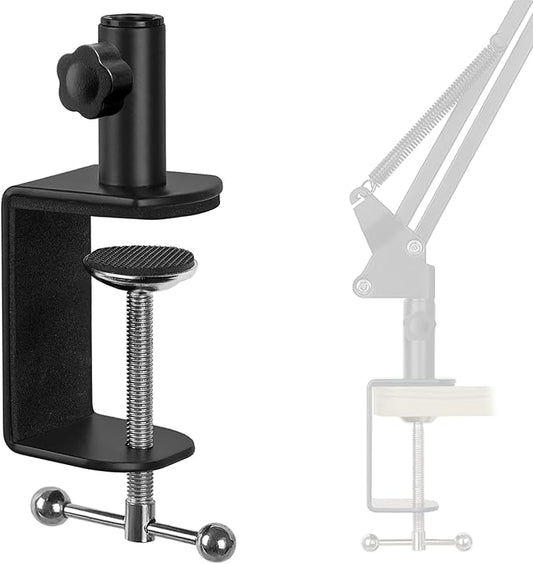 Heavy Duty Metal Table Mount Clamp, Metal Desk Clamp for Mic Boom Arm Stand Adjustable Mic C Clamp Can be Mounted Against the Wall, Fits up to 2.24"/5.7cm Desktop Thickness