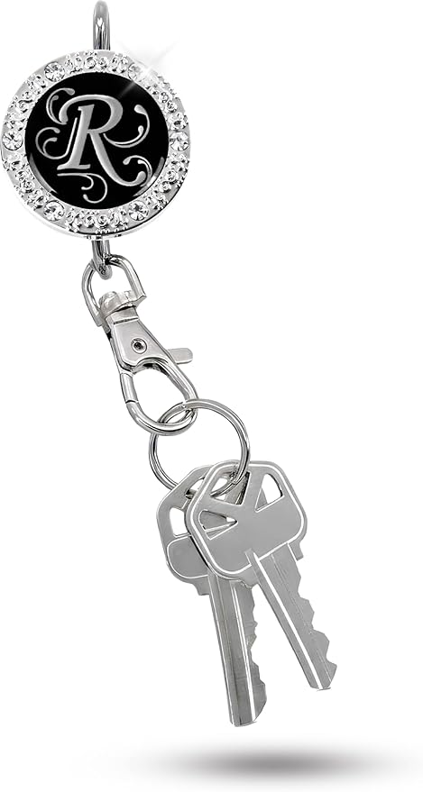Women’s Bag Charm Key Finder, Car Keychain Hook, Cute Purse Organizer & Tote Bag Accessories, Gifts for Mom - Monogram Letter