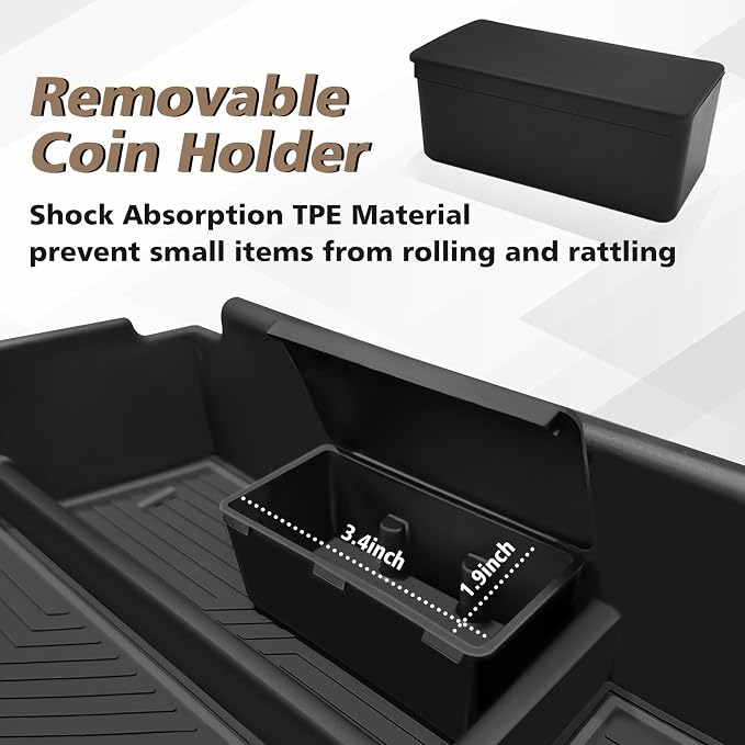Muslogy Center Console Organizer Compatible with Hyundai Sonata 2024-2026 Accessories Middle Console Storage Box Sunglasses Coin Holder ABS Material with Anti-Slip Mats Interior Divider Tray (Gray)