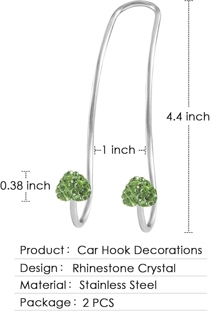 Guoord Auto Hooks Decorations - 2 Pcs Heart-Shaped Purse Hook Hangers, Car Hangers with Durable Backseat Holder, Storage Universal for SUV Truck Vehicle (Green)