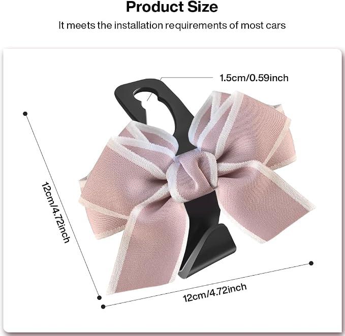 2 Pack Car Seat Headrest Hook, Auto Seat Hook Hangers Storage Organizer Interior Accessories for Handbag Clothes Coats Grocery Bags (Pinkish-white)