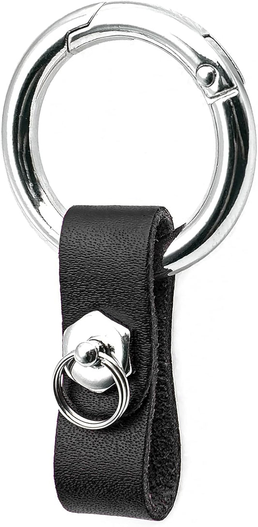 MECHCOS Key-Chain with Quick-Release Spring Clip Keyring - Leather and Metal Car Keychain for Men or Women, with Anti-Lost Ring, Black