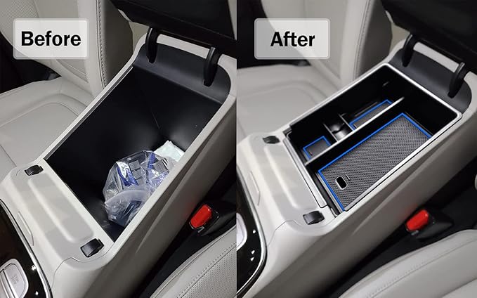 TACORBO Center Console Organizer Compatible with Hyundai 2022-2024 Tucson Plug-in Hybrid/Hybrid all Trims and Tucson Gas Limited and Santa Cruz 2022 2023-2025 Accessories, Armrest Insert Tray, Blue