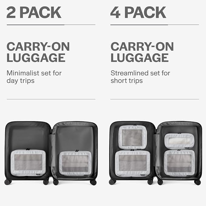 Aerotrunk Compression Packing Cubes for Travel - Luggage Organizer Bags - Double Zipper Packing Cubes for Suitcases (2-Pack, Light Grey)