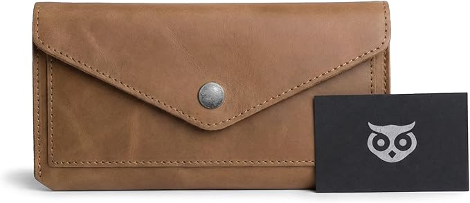 Hide & Drink, Large Female Wallet, Travel Organizer for Women, Vintage Money and Card Holder, Full Grain Leather, Handmade, Single Malt Mahogany