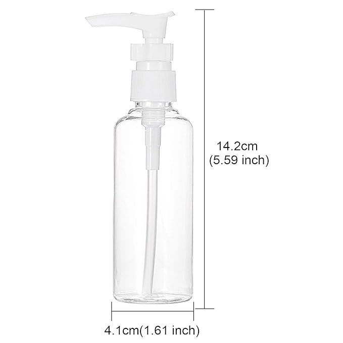 TecUnite 6 Pack Small Pump Bottles Clear Travel Bottle Plastic Empty Spray Dispenser Hand Lotion Sanitizer Refillable Accessories Set with Small Funnel for Flight, Airport, Holiday(100 ml,White)