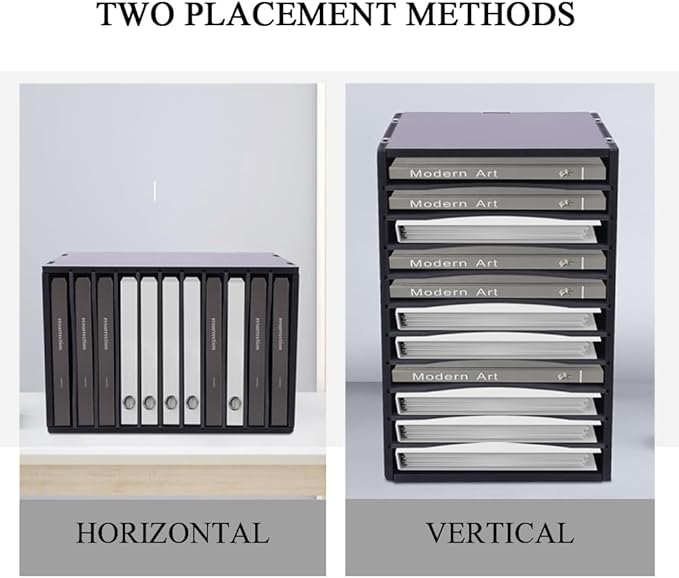 Vertical Desktop Sorter 11 Slots, Black Mail Organizer Vertical File Organizer, PVC Paper Sorter Organizer with 11 Adjustable Compartments, Construction Paper Storage Mailbox for Home Office (Black)