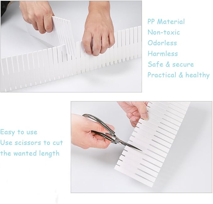 Onerbuy 8pcs Adjustable Grid Drawer Dividers DIY Plastic Closet Separator Tidy Organizer Container for Underwear Socks Belt Office Supplies(White)