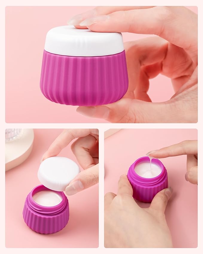 Mrsdry Travel Containers for Toiletries 4 Pack, TSA Approved Travel Size Toiletries, Travel Size Containers, With Clear Bag Leak Proof Silicone Jars, Travel Essentials Creams Jars Carrying Small Items