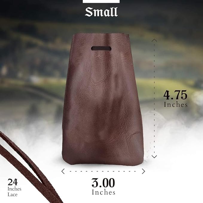 Nabob Leather Leather Drawstring Pouch, Coin Bag, Medicine Tobacco Pouch Medieval Reenactment Made in U.S.A Size 5" x 4.5"