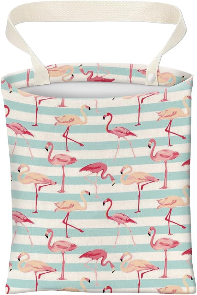Car Trash Can, Cute Car Trash Bag, Hanging Car Organizer and Storage Bag, Trash Bin for Car Accessories, Vehicle, Travelling, Camping Cute Pink Flamingos