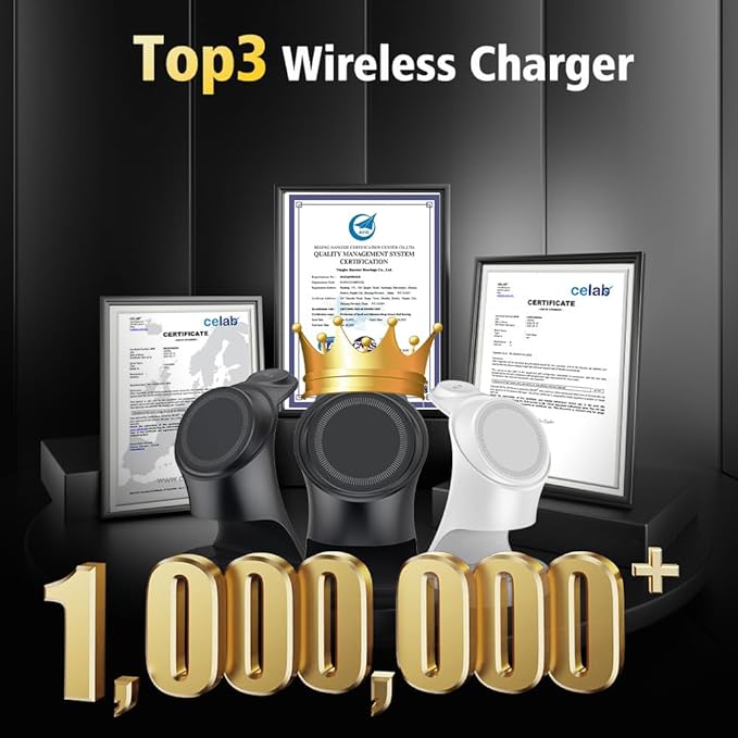 Wireless Charger,3 in 1 Magnetic Wireless Charger Stand, Fast Wireless Charging Dock for iPhone17/16/15/14/13/12 Series, Apple Watch Series, AirPods Pro.