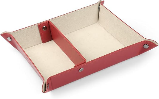 Londo Leather Tray Organizer - Practical Lightweight Water Resistant Computer Table Desk Storage Box for Wallets, Watches, Keys, Coins, Cell Phones and Office Equipment