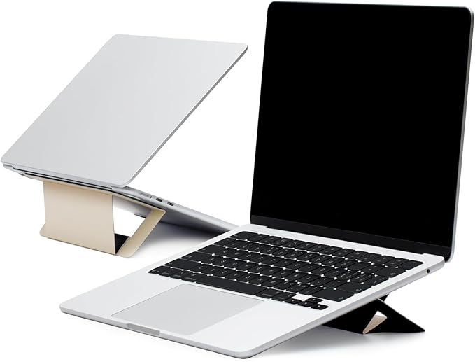 MOFT Laptop Stand for Desk, Adhesive Airflow Laptop Cooling Stand for Heat Dissipation with 2 Adjustable Viewing Angles,Foldable & Portable Computer Stand Compatible with Laptops 11"-16",Earthen Beige