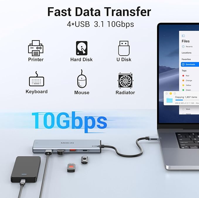 USB C to USB C Hub Multiport Adapter,USB C Splitter Dual Monitor with 8K@60Hz 2*HDMI,8 in 1 Dual HDMI Adapter Hub with USB C Video Output, 4*10Gbps USB,Ethernet and 100W PD for MacBook Pro/Air,Dell,HP