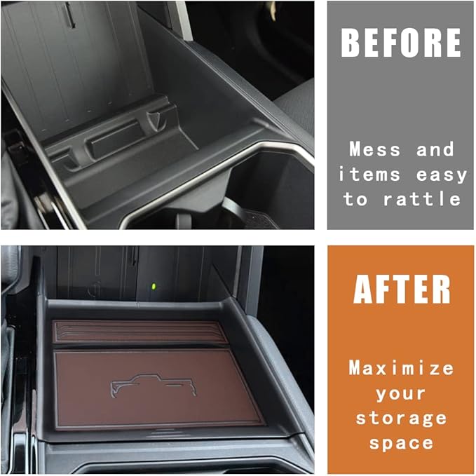 TripleAliners for 2022 2023 2024 2025 2026 Tundra Center Console Leather Insert Storage Organizer Accessories with Trim Compatible with Toyota Tundra 2022-2026 SR SR5 Limited TRD PRO (Leather Brown)