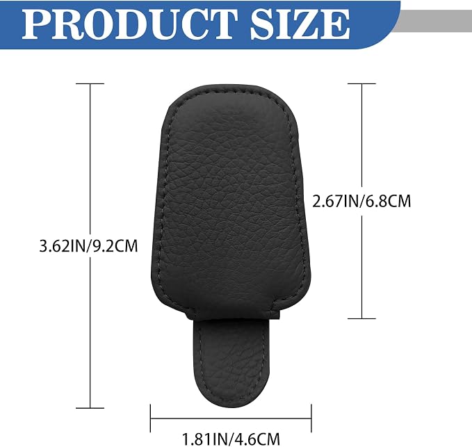 Car Glasses Holders Sun Visor Magnetic Leather Sunglass Holder for Car Suitable for Glasses Car Visor Accessories Universal for Most Car Sun Visor, Black
