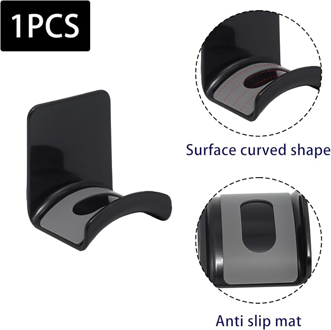 1Pcs Black ABS Plastic Headphone Stand Hanger, Table Wall Mount Headset Holder Hook, Adhesive Earphones Hangers for Desk Headphone Hanger, Most Headphones and Controller