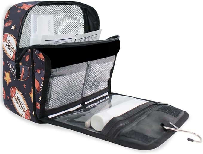senya Hanging Travel Toiletry Bag Rugby Balls Kit Makeup Case Cosmetics Organizer for Men Women