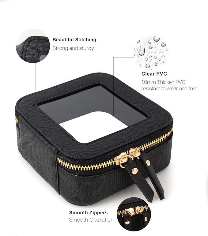 Travel Clear Makeup Bag Set, TSA Approved Cosmetic Bag Case with Zipper Portable Makeup Pouch Toiletry Bag Traveling Cosmetic Organizer Storage Bag Car Organizer Car Essentials