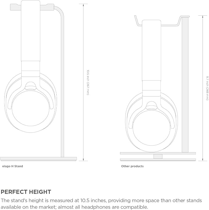 elago® H Stand [Champagne Gold] - [Premium Aluminum][Scratch-Free Padding][Perfect Height][Compatible with AirPods Max and All Headphones][Modern Design] Gaming and Audio Headphones