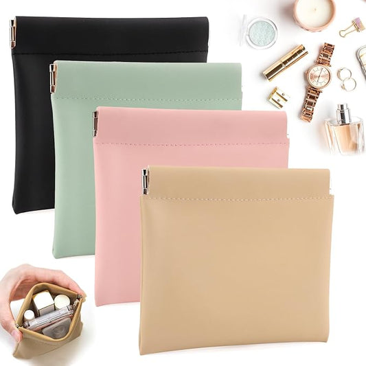 BUSOHA 4 PCS Small Makeup Bag for Purse, Mini Portable Cosmetic Bags for Women, Coin Purse Lipstick Cosmetic Accessories Organizer, Small Travel Kit Storage Pouch