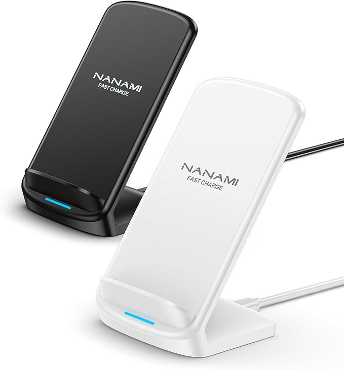 Wireless Charger Stand [2 Pack] - NANAMI 10W Fast Wireless Charging Stand for Apple iPhone 17/17 Air/16/15/14/13/12 Pro, Desk Phone Charger Dock for Samsung Galaxy S26/S25/S24/S23/S22/S21, Pixel 6