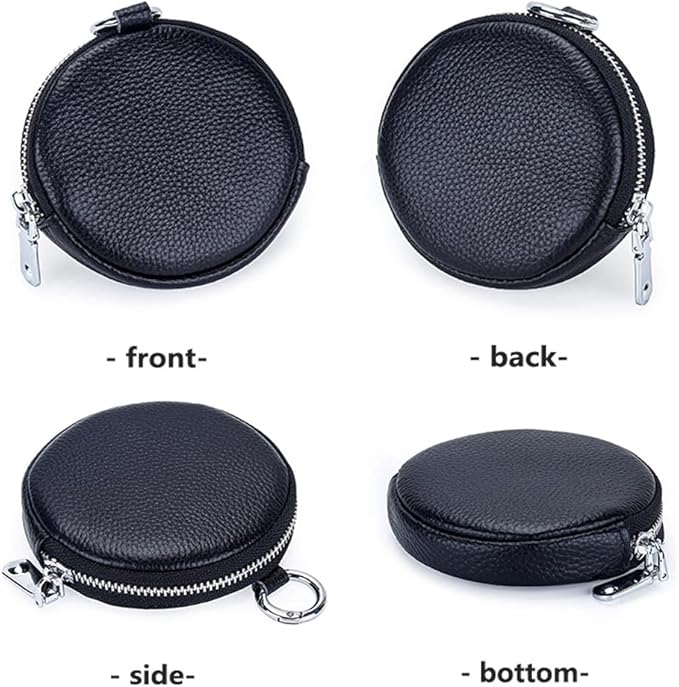 1 Pcs Leather Zipper Coin Purse Wallet With Keychain, Coin Organizer, Change Holder,Card Case, Mini Leather Zipper Storage Bag for Men & Women