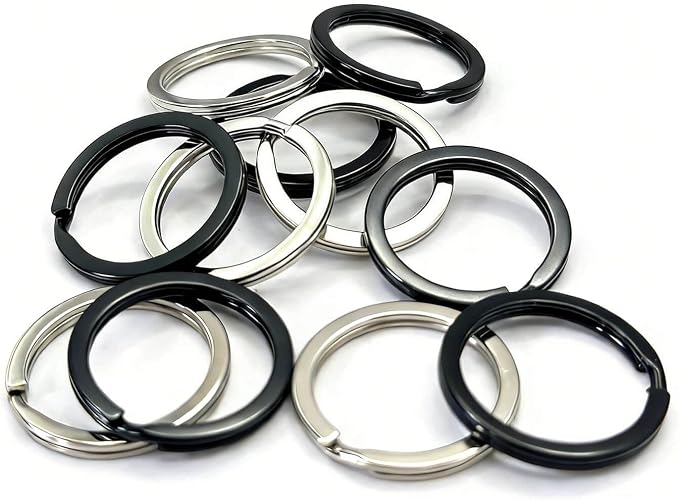 12 Pcs Metal Key Rings for Men Women,25 mm/1 Inch Flat O-Ring Keychain Rings Key Holder Round Split Keyrings Key Chain Clips,Key Carabiner Key Organizer for Home Office Car Keys(6 Silver,6 Black)