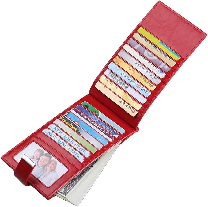 Women's Genuine Leather Credit Card Holder RFID Long Zipper Purse Wallet
