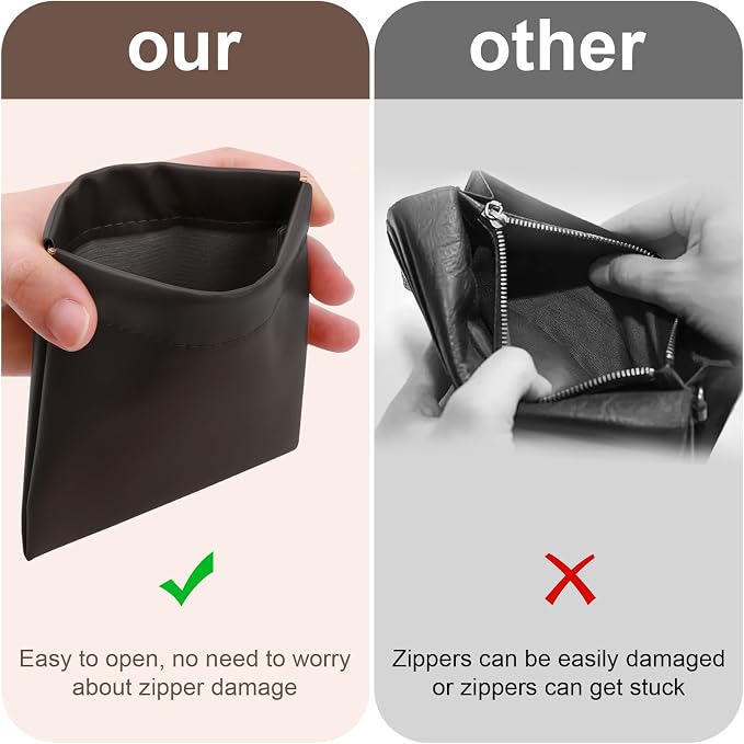 2 PCS Ladies Small Makeup Bag for Purse,Small Makeup Pouch,Purse organizer,Coin purse lipstick Cosmetic Accessories Organizer,Travel Set Organizer,Waterproof Portable Zipperless Self-Sealing(Black)