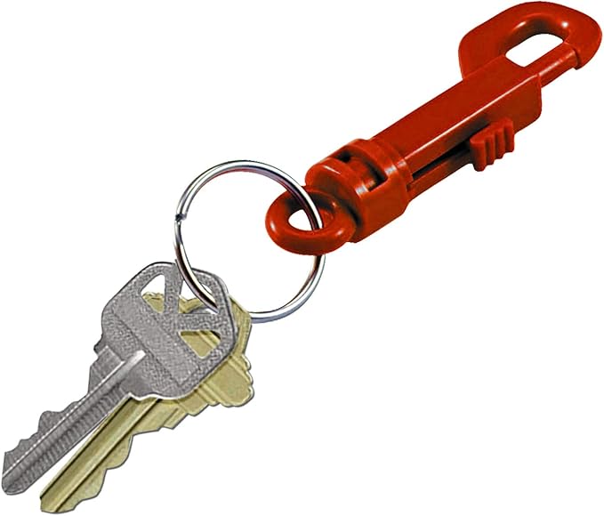 Lucky Line Plastic Key Clip for Backpacks, Belts, Keys, Party Favors, Arts and Crafts, Red, 25 Per Bag (41570)