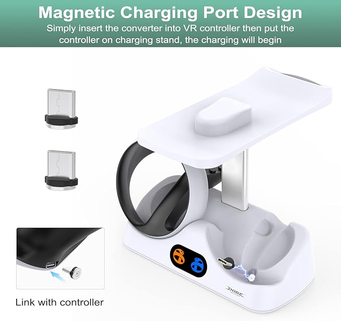 FASTSNAIL Charging Stand for PlayStation VR2, Vertical PS VR2 Headset & Sense Controller Charge Dock Station with USB-C Cable for PS5 VR2 Games Accessories