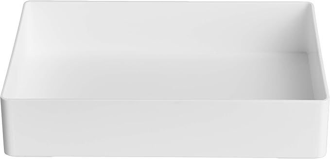 Amazon Basics Rectangular Plastic Desk Organizer with Storage Trays, Accessory Tray, Drawer Organizer, 9.4 x 6.7 x 2 inch, White