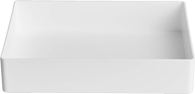 Amazon Basics Rectangular Plastic Desk Organizer with Storage Trays, Accessory Tray, Drawer Organizer, 9.4 x 6.7 x 2 inch, White (Pack of 2)