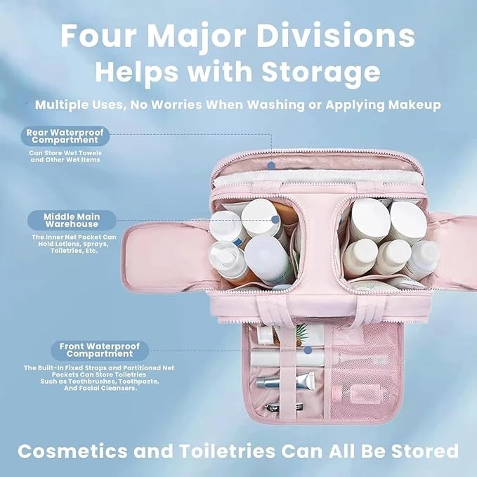 Toiletry Bag,Lightweight Travel Bag for Man and Women, Puffy Cosmetic Makeup Bag Organizer with Handle for Accessories,Essentials, Toiletries, Travel Small Bag (57bai)