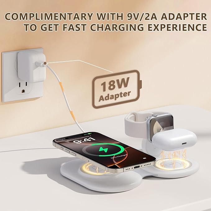 2026 Traveling Portable Wireless Mag-Safe Fast Charging Station,Magnetic 3 in 1 Charger for iPhone 17 16 15 14 13 12 Pro Max Plus,Apple Watch Series & Air pods 4 3 2 Pro-Gifts for Family