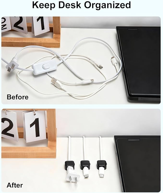Art3d 8 Pack Magnetic Cable Clips, Black Cable Management Accessories, Cord Smooth Adjustable & Adhesive Backing Cord Organizer for Office Home Organization, Desk, Wall, Nightstand, Phone, Car