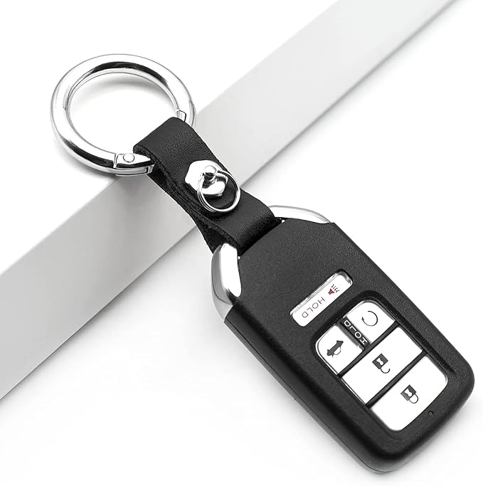 MECHCOS Key-Chain with Quick-Release Spring Clip Keyring - Leather and Metal Car Keychain for Men or Women, with Anti-Lost Ring, Black