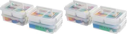 IRIS USA 1 Qt. Plastic Storage Bins with Lids, 4 Pack, Craft Storage Container, Sensory Bin, Organizing Containers for Home, Office & Art Supplies, Stackable, White