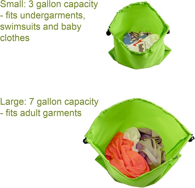 Smooth Trip Travel Laundry Bags with Odor-Blocking Barrier for Wet and Dirty Clothing - Set of 2 Foldable Compact Bags Fit in Luggage and Packs for Gym Clothes, Shoes, Bathing Suits and Baby Clothes