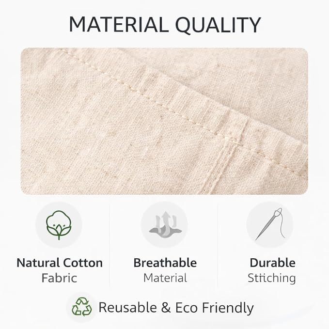 Cotton Shoe Bags with Drawstring | Dustproof, Washable Travel Shoe Pouch | Natural Canvas Organizer for Men & Women | Fits Sneakers, Sandals, Slippers | 14” x 17” (Pack of 2)