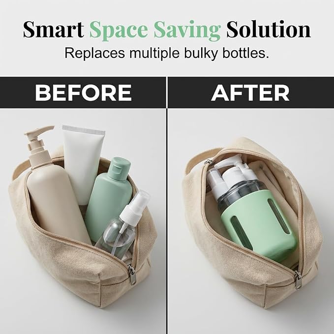 4 in 1 Travel Dispenser Bottles – 2026 New Leak Proof Portable Dispenser Bottle Set for Shampoo, Conditioner, Lotion & Cream, 4pcs 60ml Travel Dispensers for Vacation & Business (Set C)