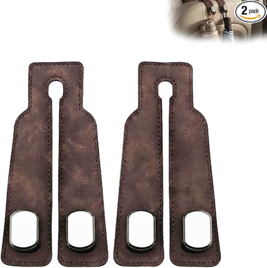 Zinc Alloy Car Headrest Hooks for Purses and Bags, 2 Pack Heavy Duty Dual Purse Holder for Car Seat Back, Metal Car Hooks Hanger Storage Organizer for Handbags, Coats, Umbrellas