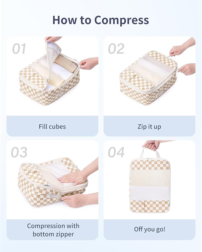 Narwey 6 Set/5 Set Compression Packing Cubes for Travel Kids Women Carry on, Packing Organizers Bag for Backpack Luggage Suitcase Duffle Bags