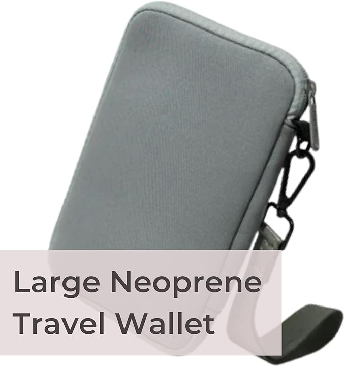 POPUPS Passport Travel Wallet for Women - Large Multiple Document Organizer and Holder with Wristlet (Stone Grey)