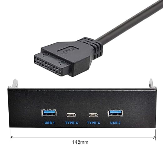chenyang 5.25" Front Panel CD-ROM Bay USB 3.0 & USB-C HUB 4 Ports Motherboard Adapter