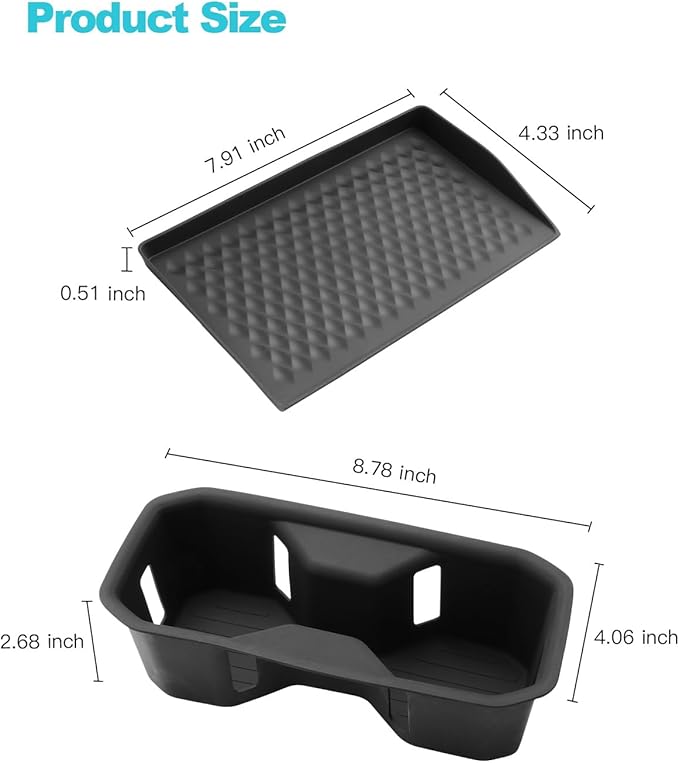 CDEFG 2Pcs for 2025 2026 Mitsubishi Outlander Center Console Organizer for 2025 2026 Mitsubishi Outlander Accessories Wireless Charging Cover & Cup Holder (for Gas Version Only)
