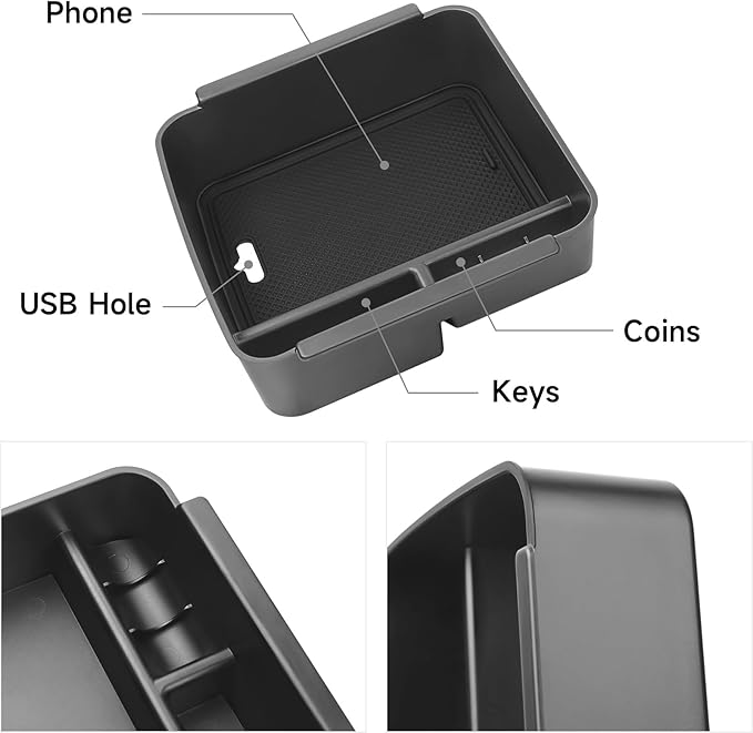 YOJOJOCO Center Console Organizer Compatible with Mitsubishi 2022-2026 Outlander Accessories (NOT for Outlander Sport) Black ABS Plastic Material Armrest Secondary Storage Box